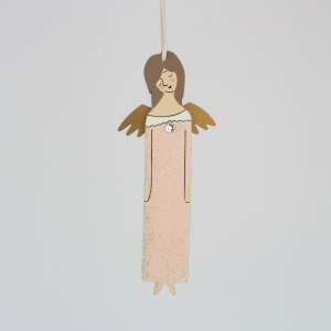 Anděl strážný růžový14x5cm