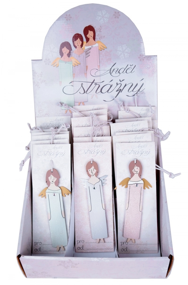 Anděl strážný růžový14x5cm