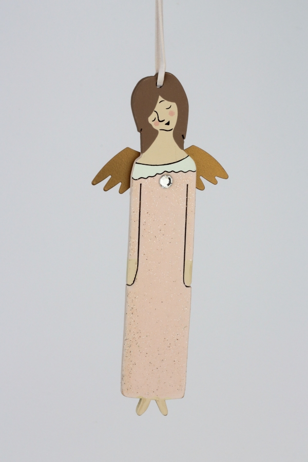 Anděl strážný růžový14x5cm