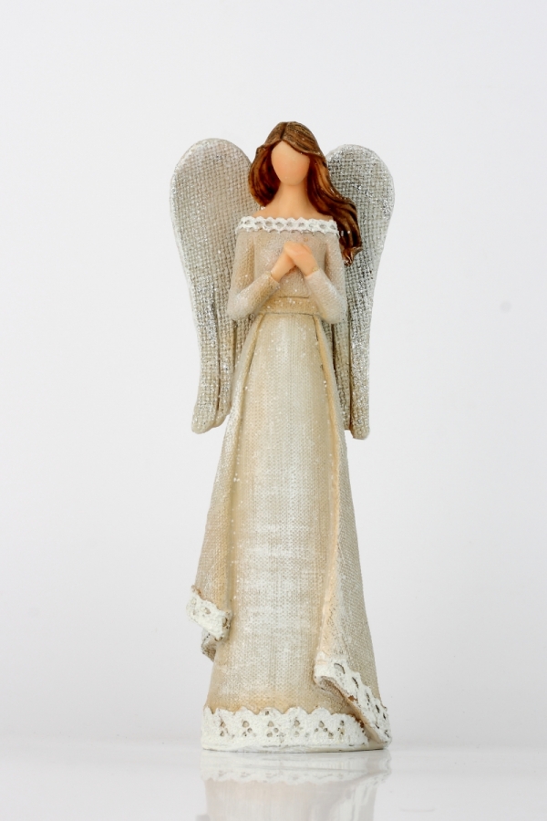 Anděl v šatech s krajkou Modlitba 24cm