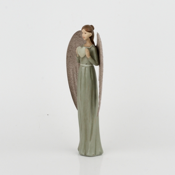 Anděl v zelených šatech s velkými křídly 26cm