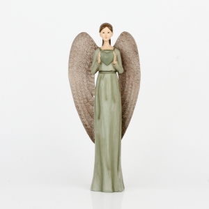 Anděl v zelených šatech s velkými křídly 30cm