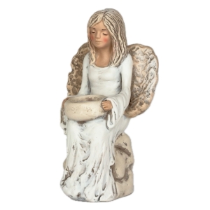 Anděl víla sedící na kameni svícen 26cm