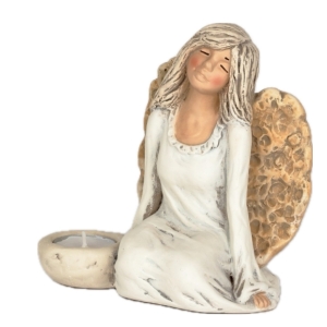 Anděl víla sedící svícen 17 cm