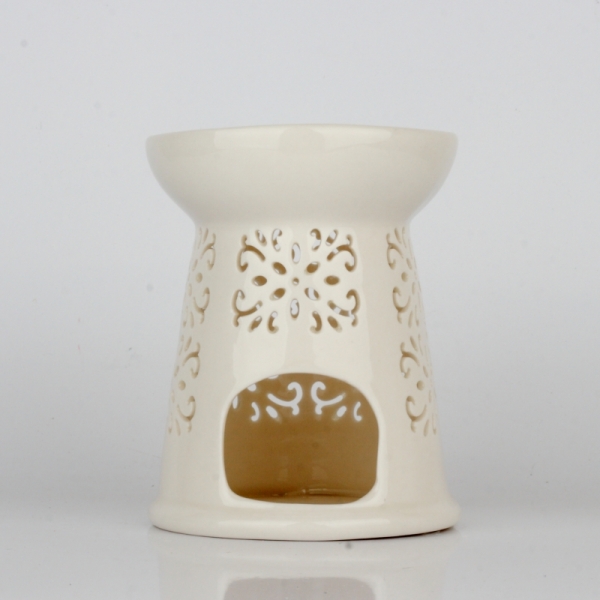 Aroma lampa bílá s ornamenty 13x10cm