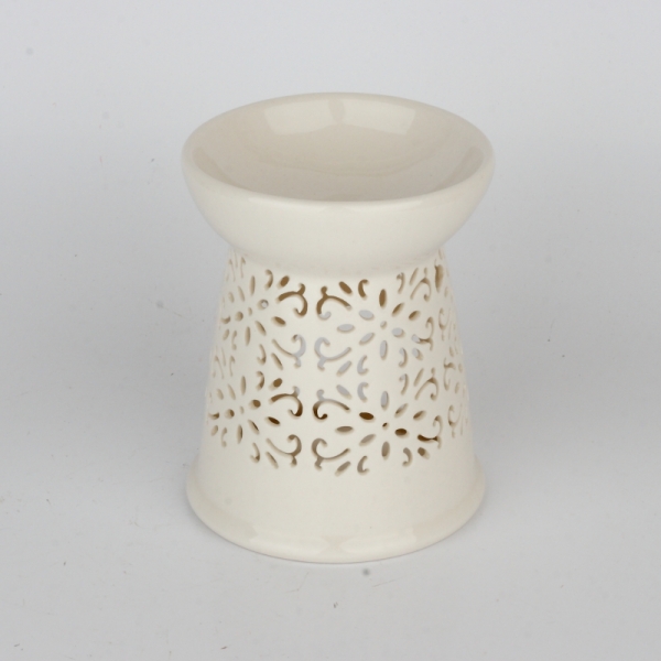 Aroma lampa bílá s ornamenty 13x10cm