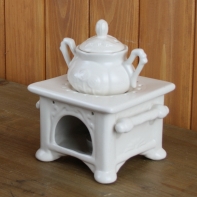 Aroma lampa - kamna s konvičkou bílé 13x13cm