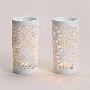 Aromalampa bílá zdobená 14cm dek6945