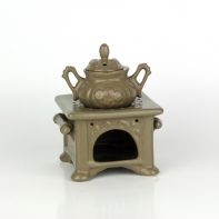 Aromalampa keramická kamna hnědá 13x12x17cm