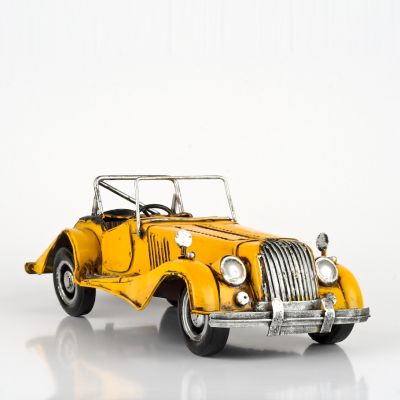 Autíčko retro železné žluté 30x11x14cm