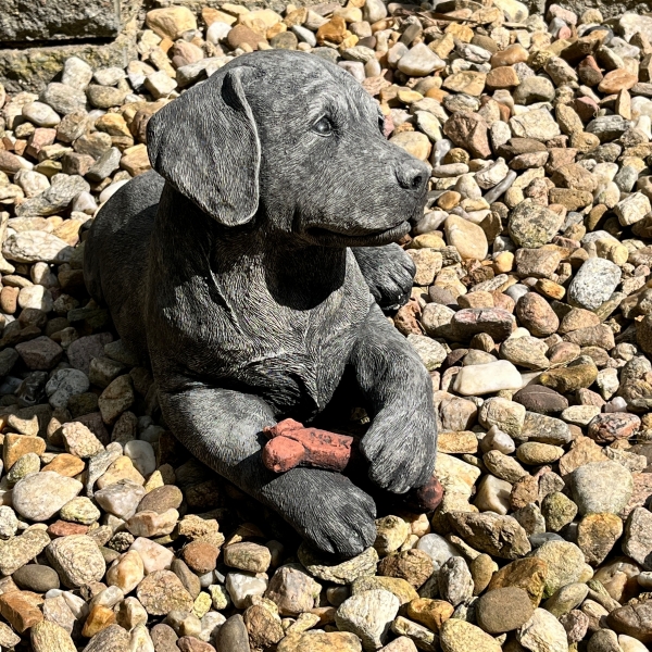 Betonová socha labrador s kostí 40 cm 10 kg