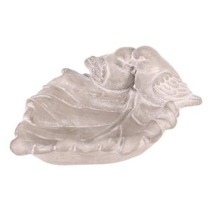 Betonové pítko a krmítko pro ptáky List s ptáčky, šedé, 21 × 17 × 9 cm