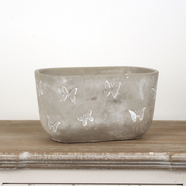 Betonový květináč s motýly 21,5cm