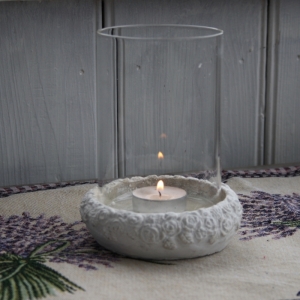 Betonový zahradní svícen s motivem růží 15cm