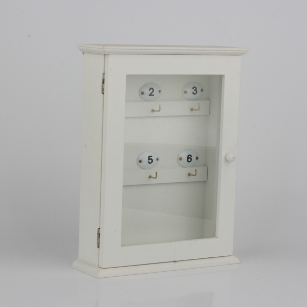 Bílá dřevěná skříňka na klíče 20x29x6cm