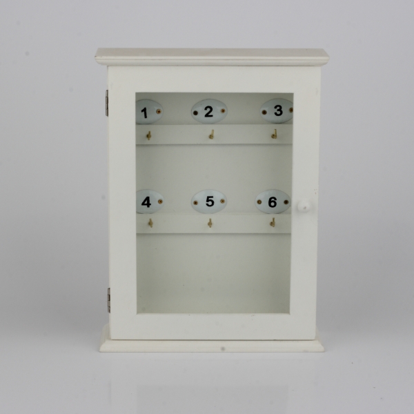 Bílá dřevěná skříňka na klíče 20x29x6cm