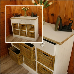 Bílá komoda 3 + 6 šuplíků Novaline 110x87x40cm