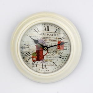 Bílé nástěnné hodiny s levandulí 22cm