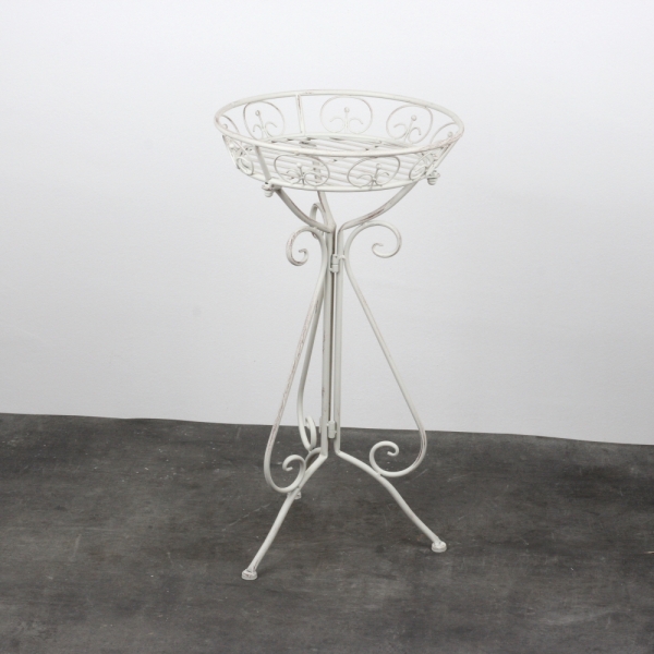 Bílý kovový stojan na květiny 64cm