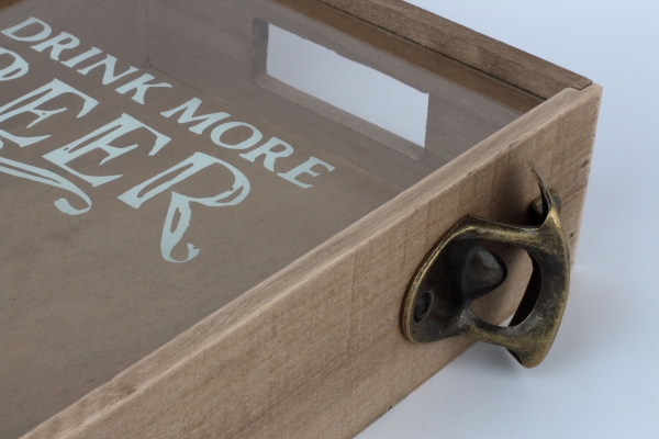 Box na zátky od piva s otvírákem DRINK MORE BEER 22x7x25cm