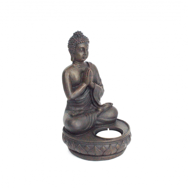 Budha svícen - spjatá ruce 19cm