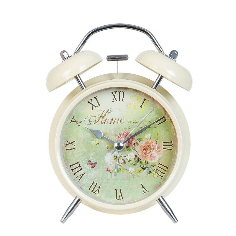 Budík s květinovým motivem HOME 12x15cm