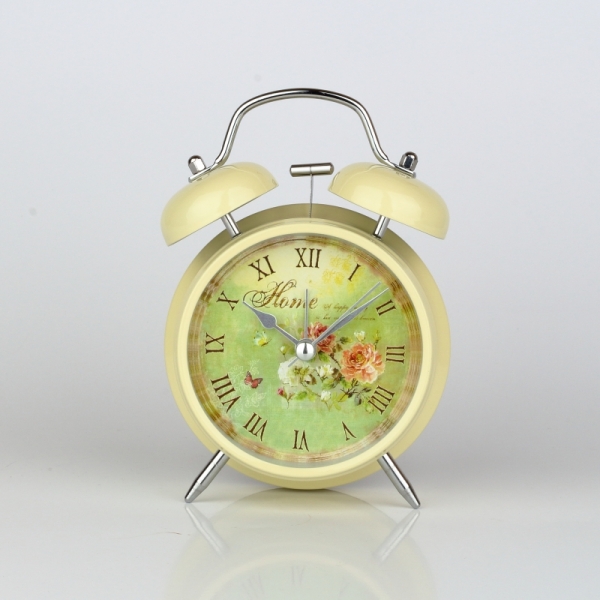Budík s květinovým motivem HOME 12x15cm