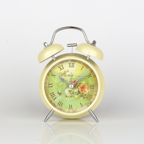 Budík s květinovým motivem HOME 12x15cm