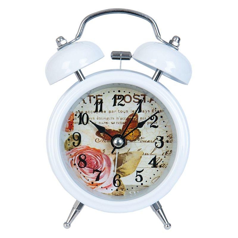 Budík s motýlem bílý 8x12cm
