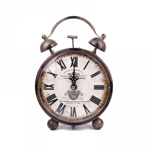 Budík šedý kovový Vintage 16x23cm