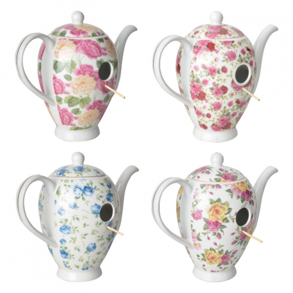 Budka pro ptáčky konvička růžovo-krémová