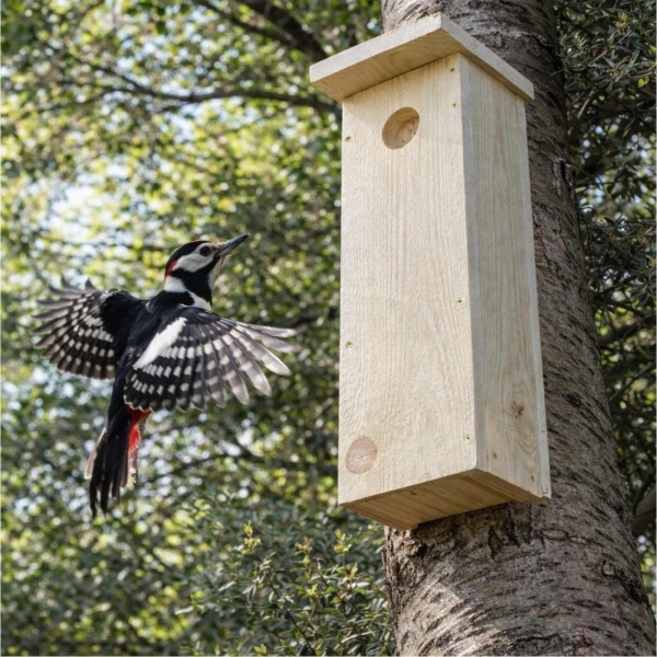 Budka pro strakapouda a datla – česká hnízdní dutina z přírodního dřeva