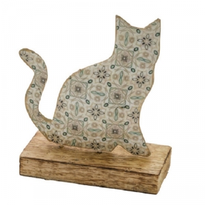 Bytová dekorace kočka hnědá 15,8x17,9x4cm