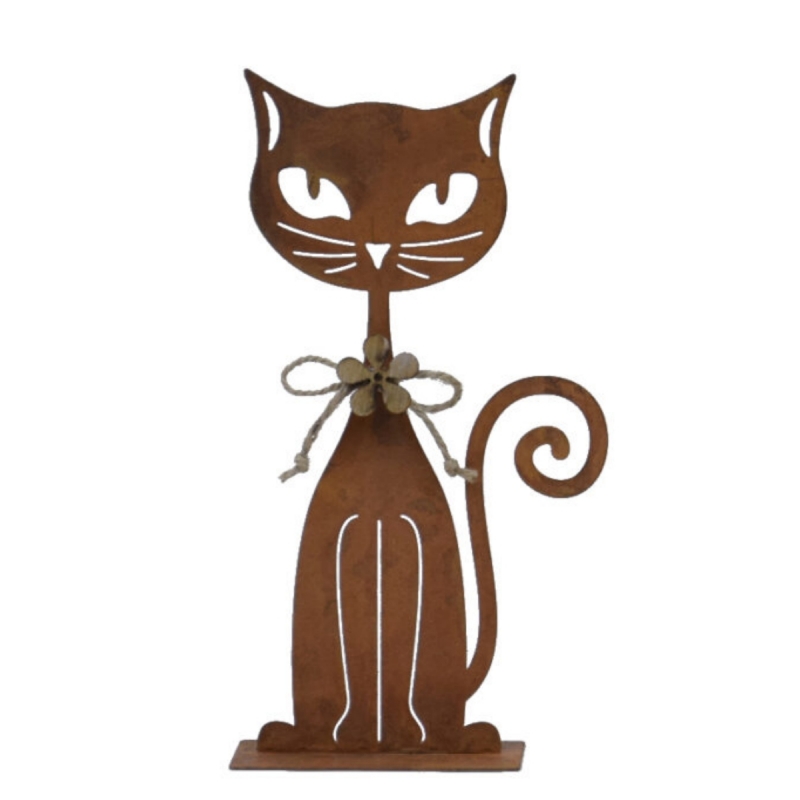 Bytové dekorace kočka sedící rezavá 17x13x5cm