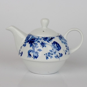 Čajový set konvička a hrneček modré květy 