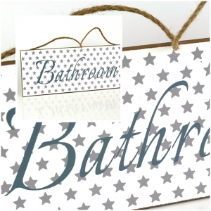 Cedule koupelna BATHROOM bílá 30x12cm