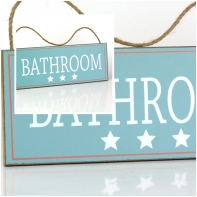 Cedule koupelna BATHROOM modrá 30x12cm