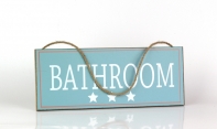 Cedule koupelna BATHROOM modrá 30x12cm