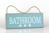 Cedule koupelna BATHROOM modrá 30x12cm