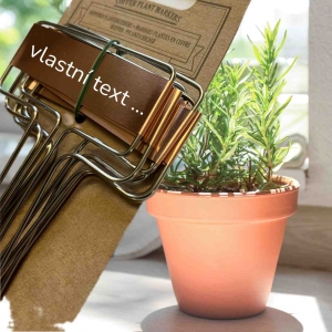 Cedulka měděná zapichovací 6,4 x 15,5 x 0,2 cm set 6 kusů