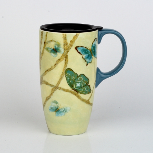 Cestovní hrnek s víčkem Motýli 500ml