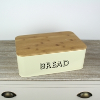 Chlebník s nápisem BREAD krémový 32,5x21x12cm