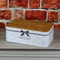 Chlebník s puntíky a bambusovým víkem 32,5x21cm
