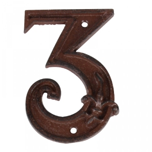 Číslo popisné na dům 3 litina 8,0x1,2x11,6 cm