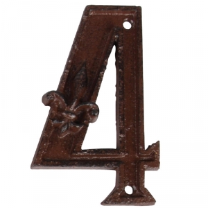 Číslo popisné na dům 4 litina 7,4x1,2x11,7 cm
