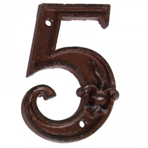 Číslo popisné na dům 5 litina 8,1x1,1x11,6 cm