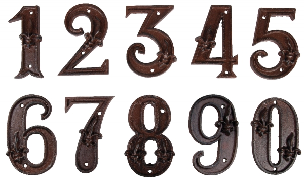 Číslo popisné na dům 6 litina 7,9x1,2x12,4 cm