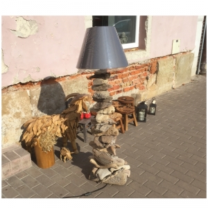 Cylindr plus noha stojací lampy 100cm z náplavového dřeva