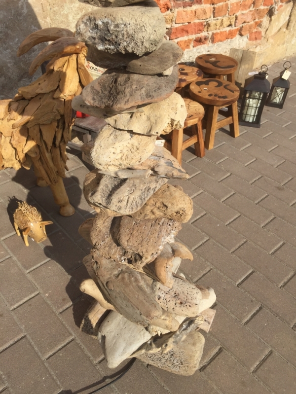 Cylindr plus noha stojací lampy 100cm z náplavového dřeva