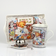 Dárek - snídaňový set medvídek bílý